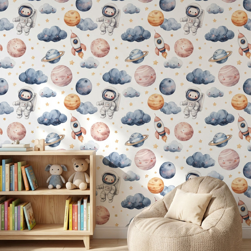 Astronaute, papier peint mural planètes fantaisistes, Peler et coller