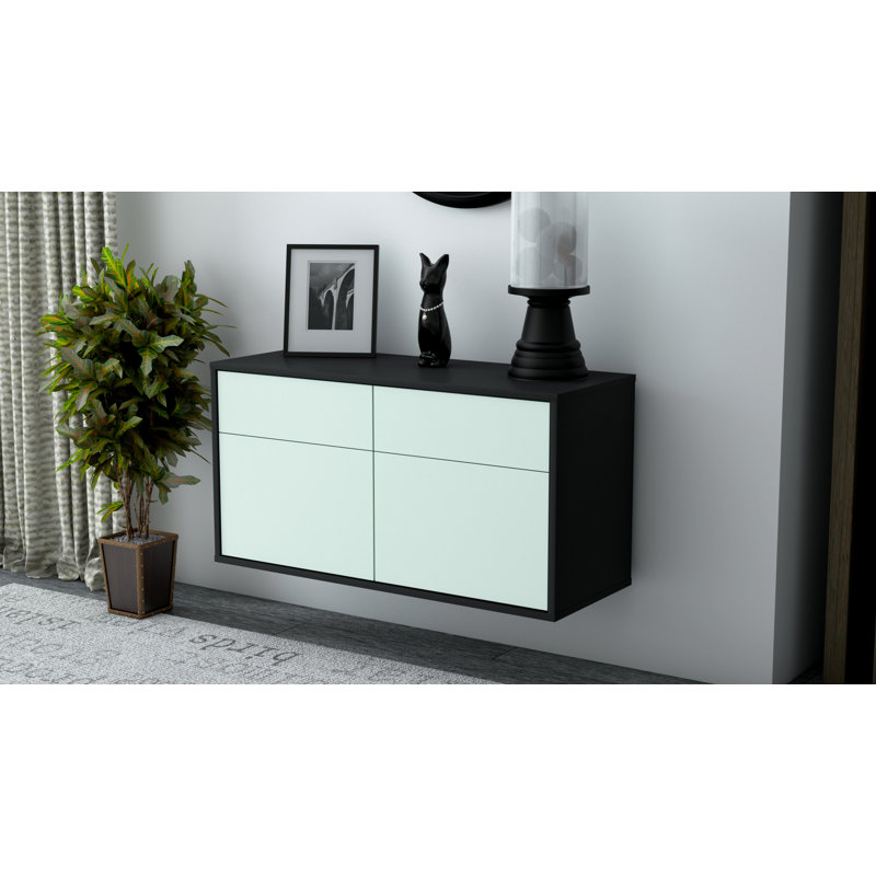Martindell Unfinished Floating TV Stand, Light Blue