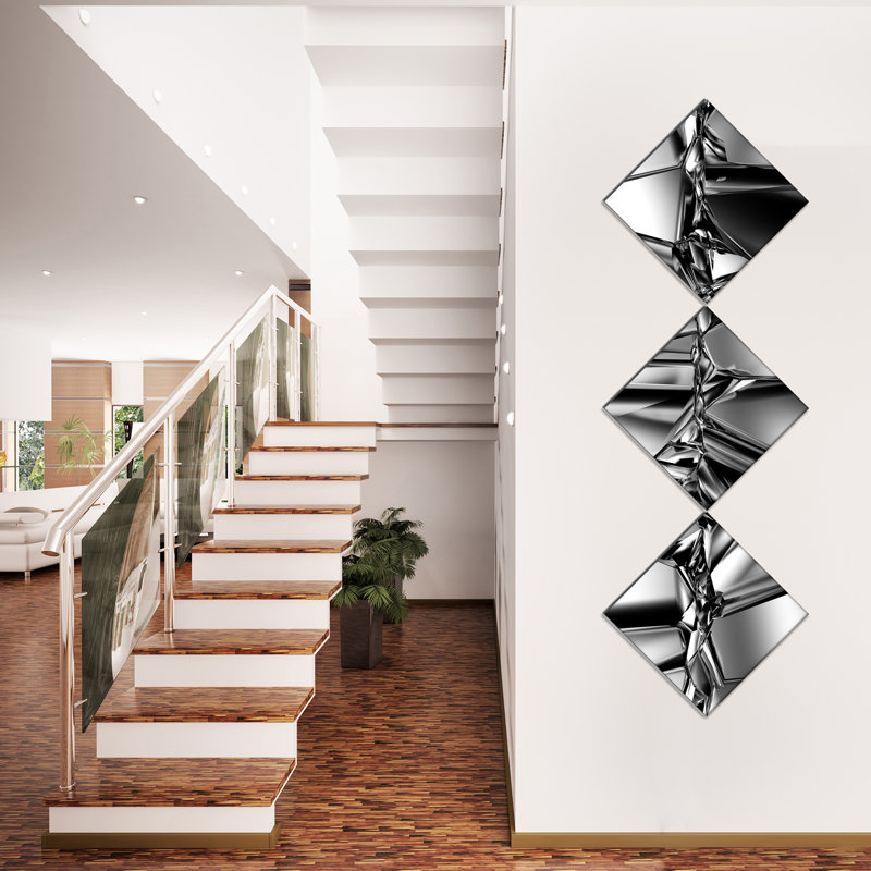 " Black White Crystal Background " 3 - Pieces