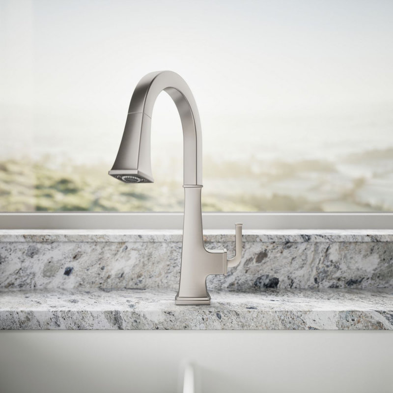 Riff Pull-Down Kitchen Sink Faucet with Three-Function Sprayhead, Single-Handle Kitchen Faucet, Vibrant Stainless