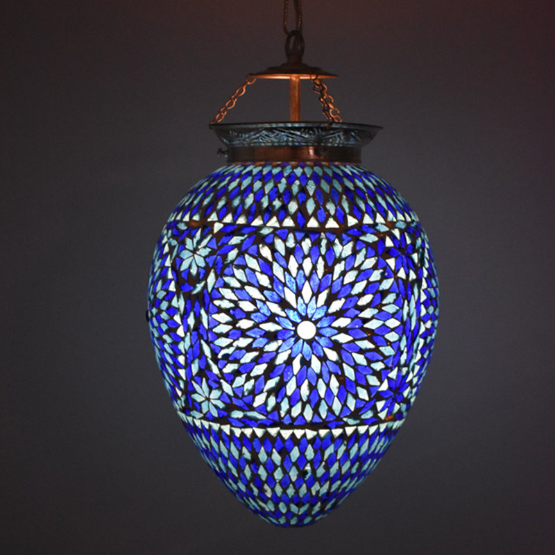 Chew 1 - Light Chrome Bell Pendant, Blue