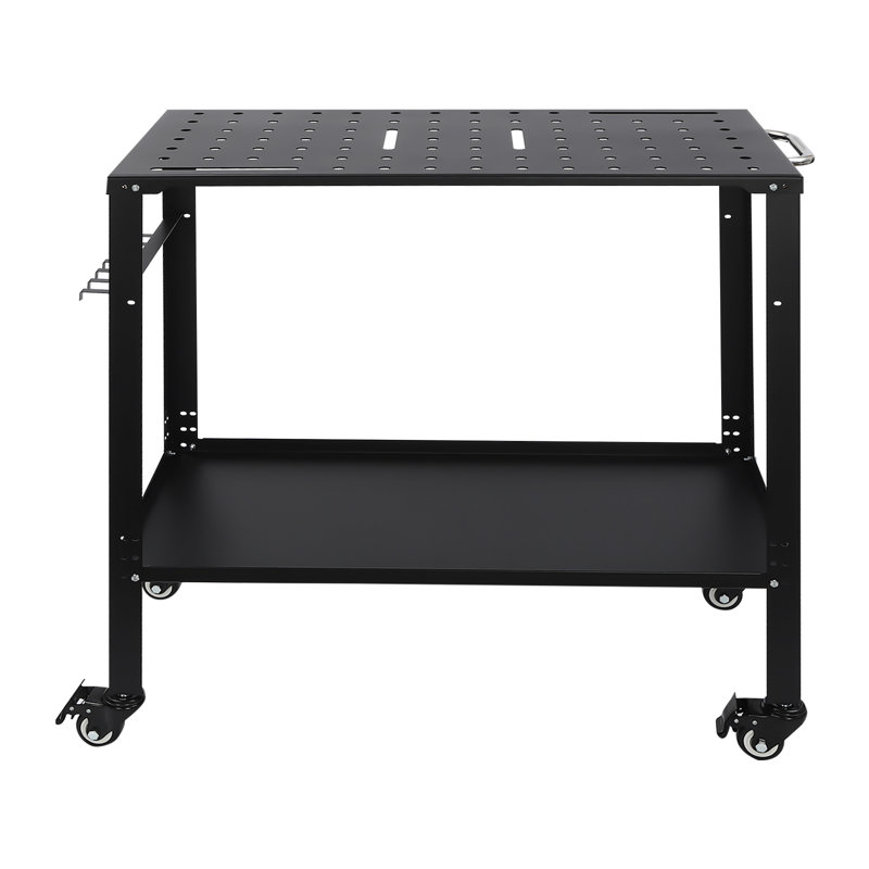 36''×18''Portable Welding Table with Holes with Wheels on Top