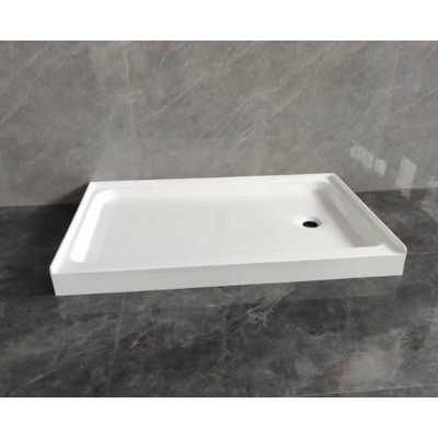 60" X 32" Acrylic White Single-Threshold Shower Base by Right Drain
