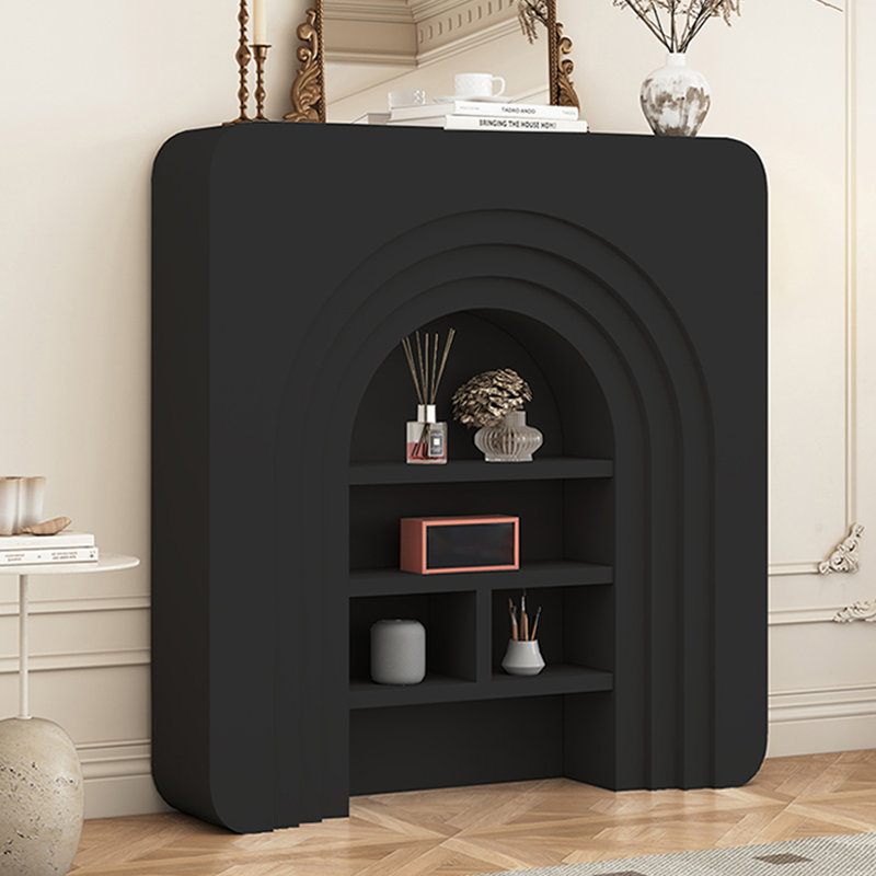 Black Solid Wood Freestanding Fireplace