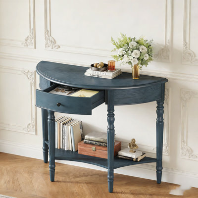 Half-Moon Console Table with Ample Storage and Heavy-Duty Load Capacity, Perfect for Narrow Spaces and Entryways