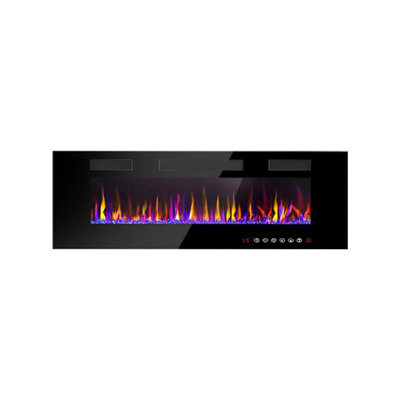 60"Black Electronic Suspended Simulated Flame Electric Fireplace Heater
