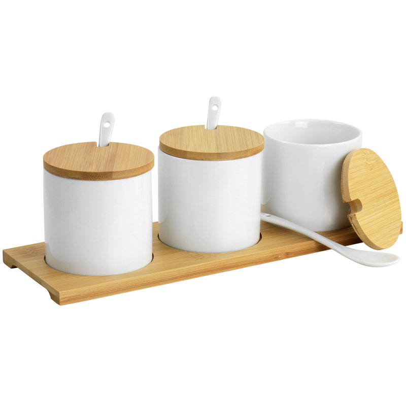 Gibson Elite Gracious Dining 10 Piece Fine Ceramic Condiment Jars Serving Set In White