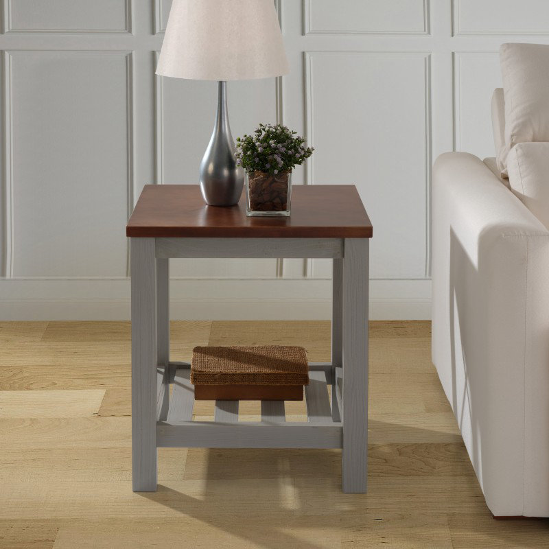 Solid Wood End Table, Grey