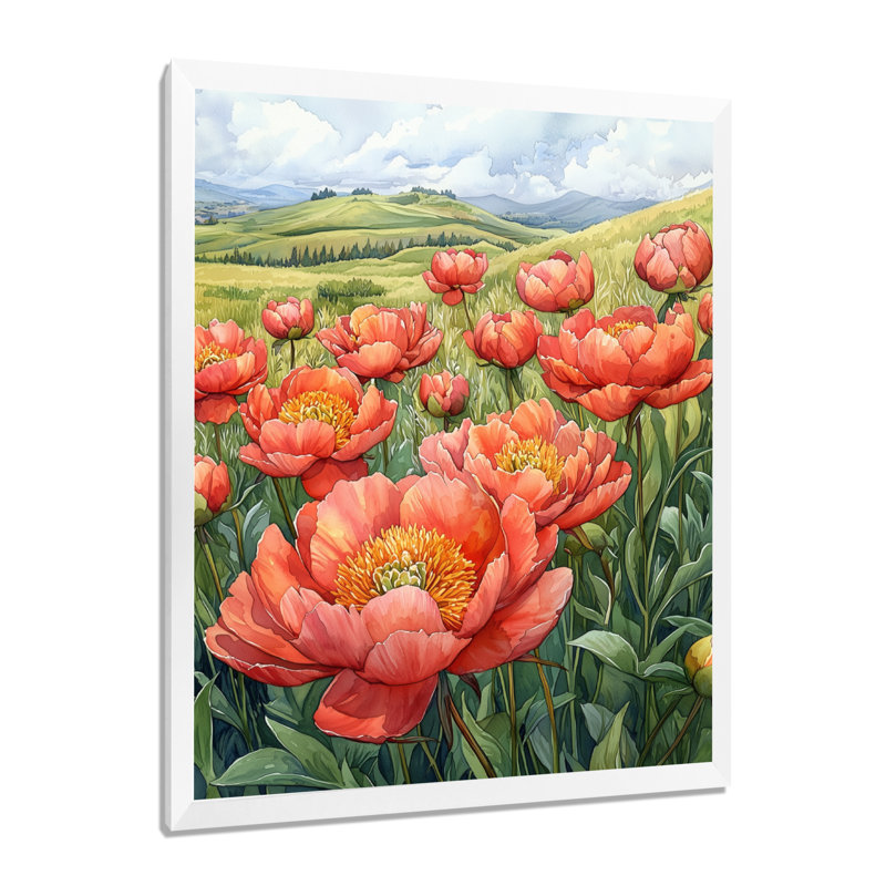 Elyria - art mural floral, H 20 po x l 12 po, Reproduction encadrée sans passe-partout, Blanc