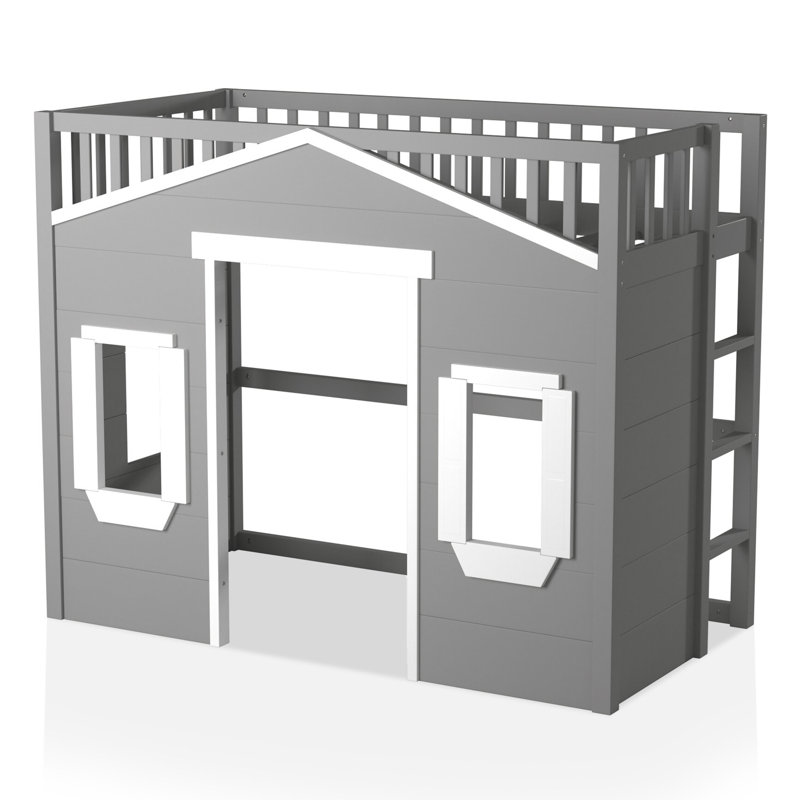 Lit mezzanine Westra, Gris et blanc, Full