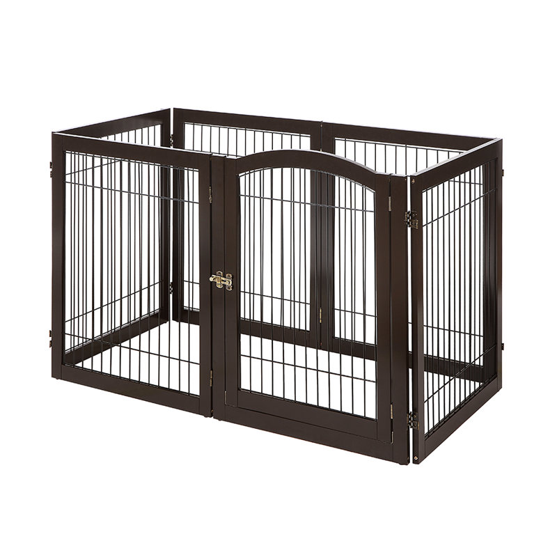 Free Standing Pet Gate With Door, Espresso