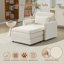 Canapé 54 "moelleux en nuage: canapé modulaire simple + repose-pieds avec 22" coussins en chenille beige + 2 coussins décoratifs - taille compacte pour appartement, salon, chambre à coucher (beige)