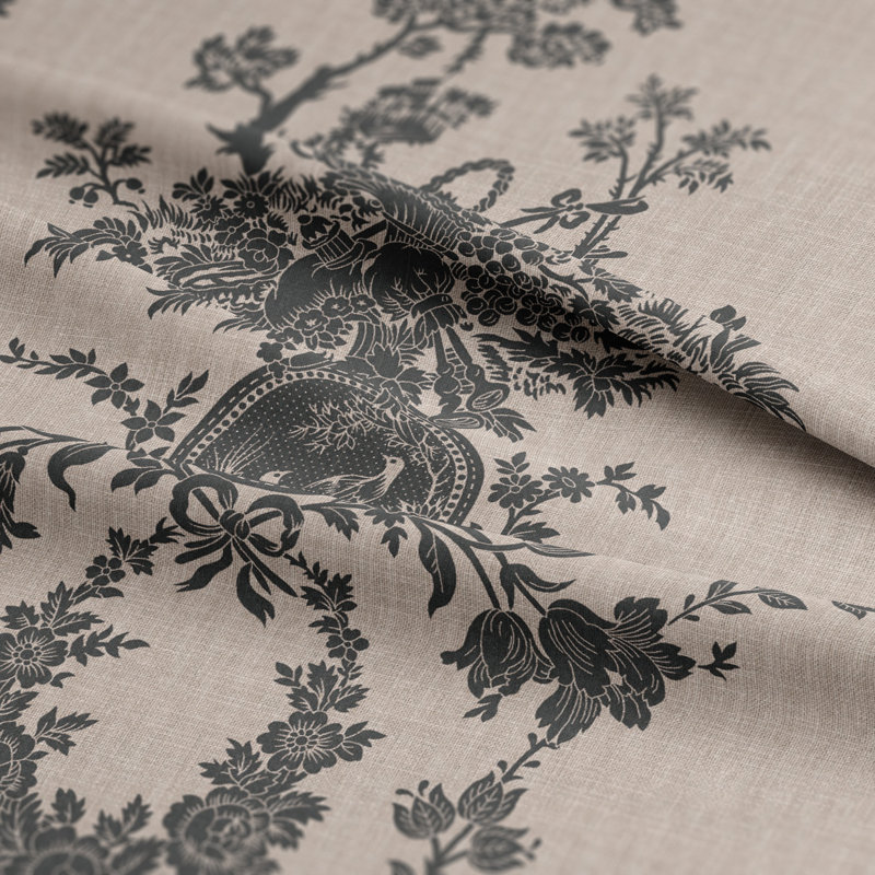 Country Lane Toile Ebony Cotton Duvet Cover Set  8 Piece, California King Duvet Cover + 7 Additional Pieces