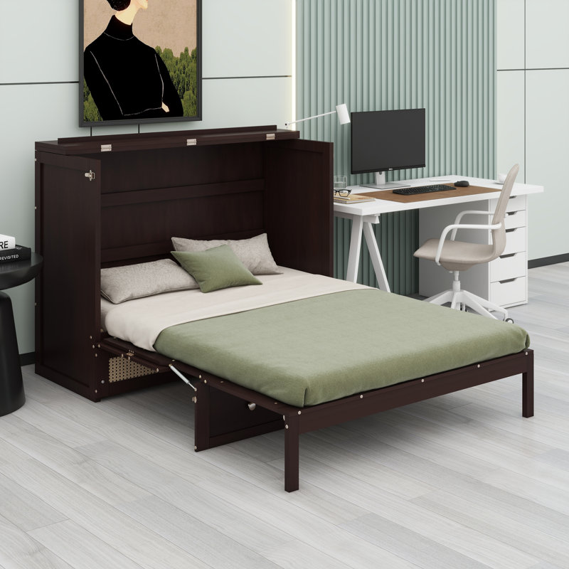 Système de lit escamotable moderne avec solutions de rangement intégrées, Espresso