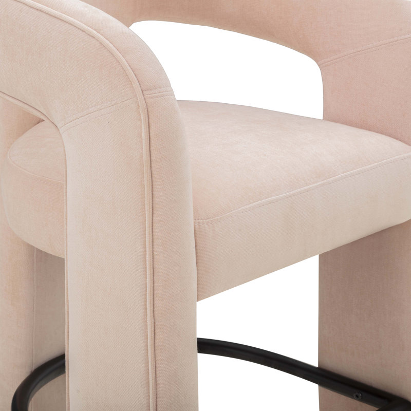 Malone Blush Performance Fabric Bar Stool, Bar Stool (29.7" Seat Height), Blush
