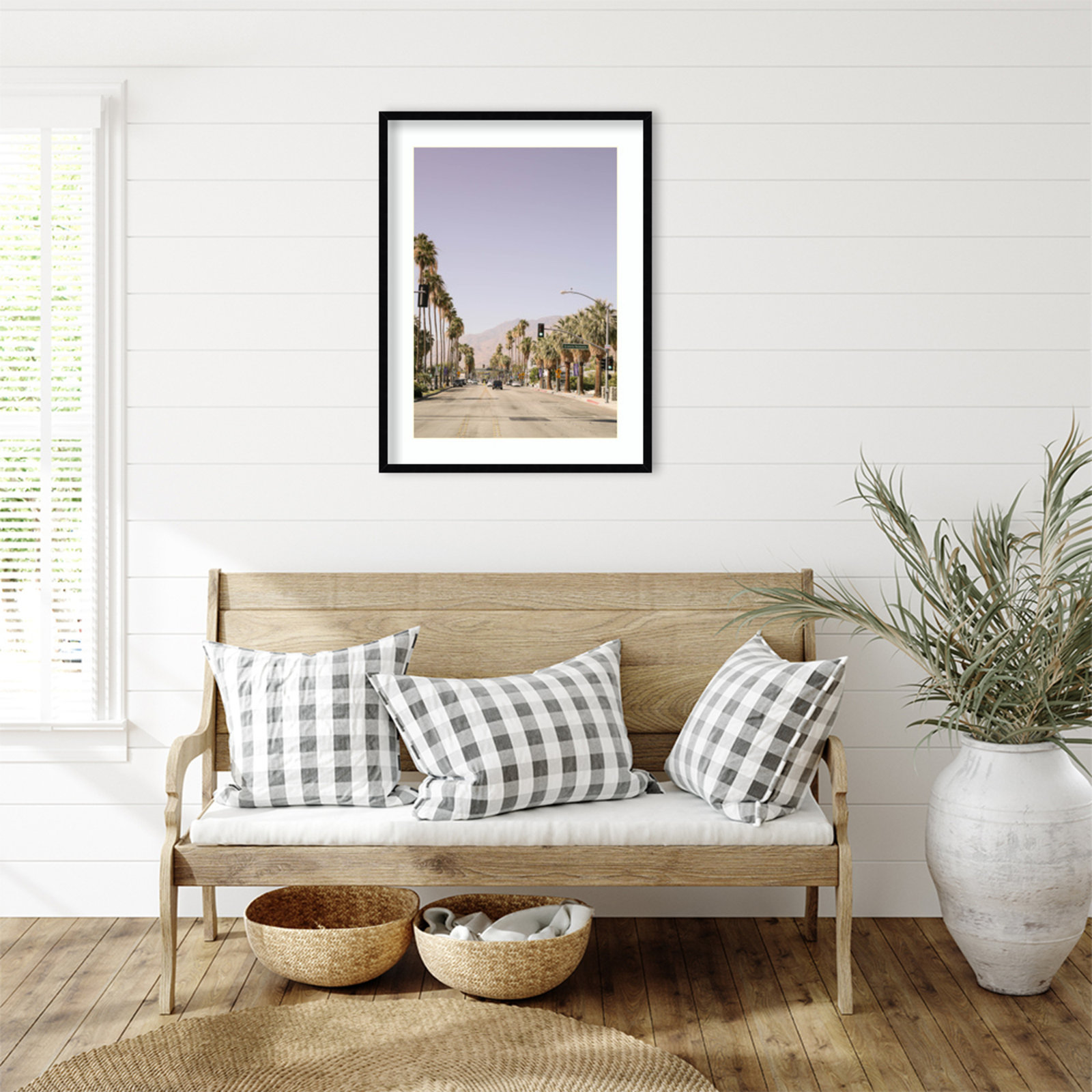 Palm Spring Street by Shot by Clint Wood Framed Wall Art Print, Black, 33" H x 25" W
