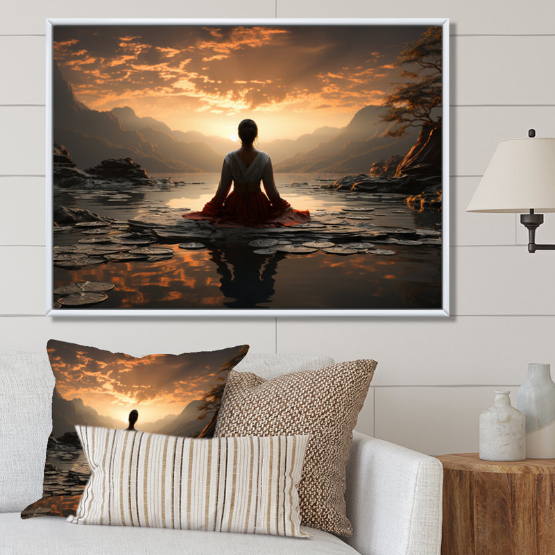 «Black Peach Meditation Eernal Now», reproduction d'art sur toile encadrée, H 34 po x l 44 po x P 1,5 po