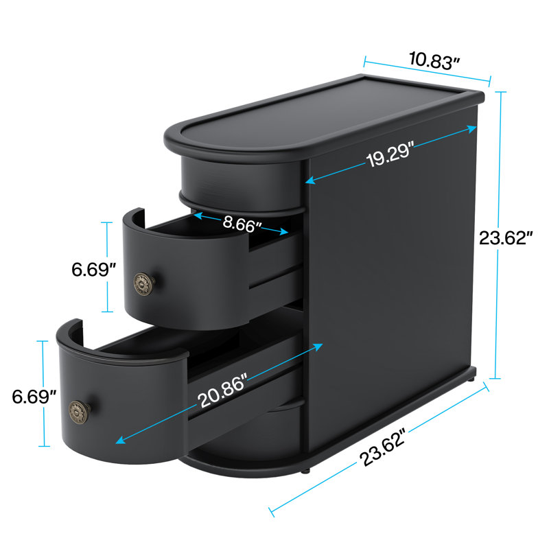 Table de bout avec tablette, Noir