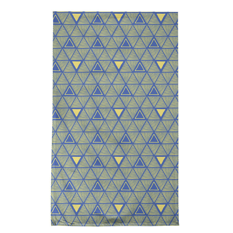 Torchon triangle dessiné à la main, Bleu/jaune, Croisé en coton