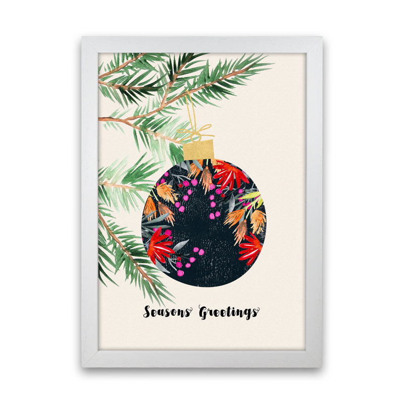 Seasons Greetings - Print, White Framed, 64cm H x 46cm W x 3cm D