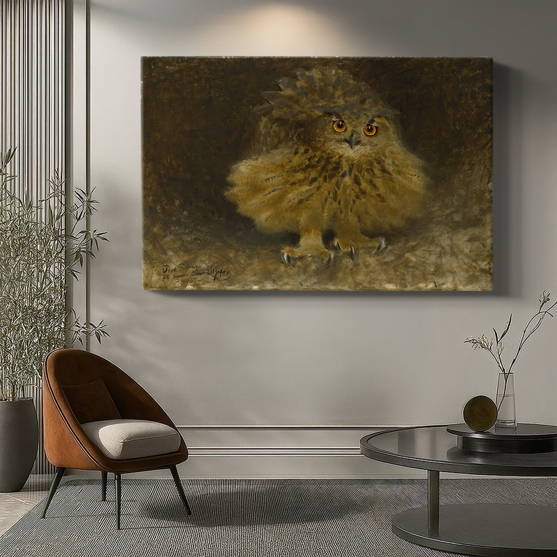 Eagle Owl (Berguv)-Bruno Liljefors-Gallery Wrapped Canvas-1895, 18 x 27