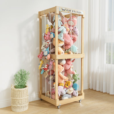 Stuffed Animal Storage, Toy Organizer With Wheels And Toy Chains