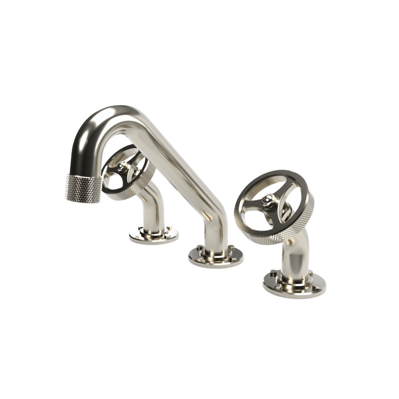Robinet de lavabo surdimensionné 8 po Arognaut, Nickel poli, Hubs en angle - poignée ronde