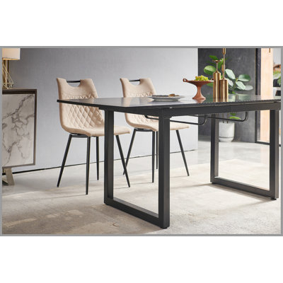 Square Extendable Dining Table With Metal Legs, Modern Space Saving Design For Living Room And Kitchen