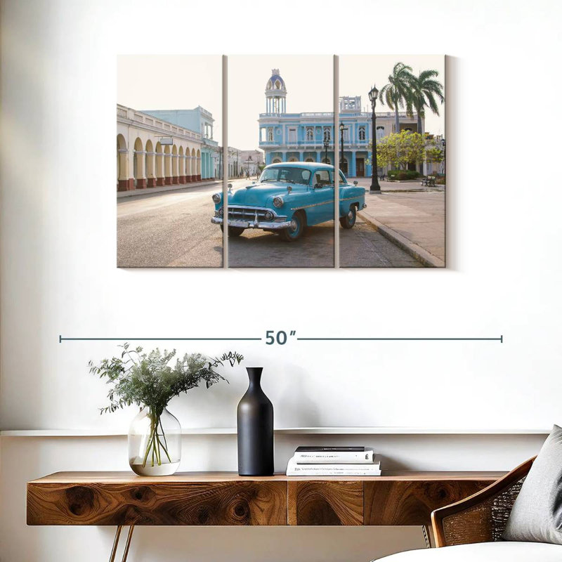 Mehar Blue Cuban Car, 24" H x 38" W