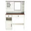 Meuble-lavabo avec miroir ajustable 3 couleurs, prises de courant intégrées et tiroir de rangement, coiffeuse blanche, tiroirs pour fard à joues,