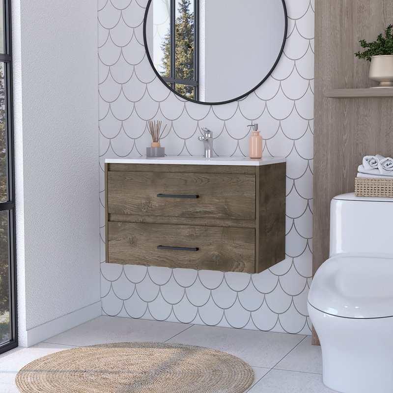 2-Drawer Wall Mounted Bathroom Vanity
