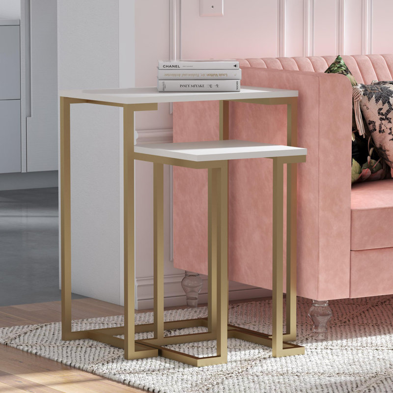 Tables gigognes avec rangement Camila, Blanc