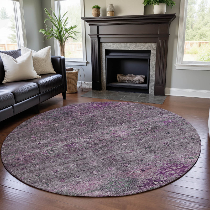 Premium Machine Washable Dominick AMF1220 Global Rug, Rond 8 pi