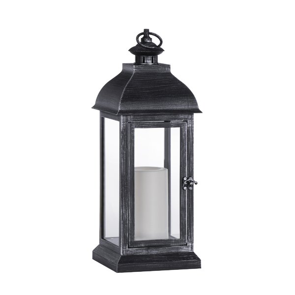 8.5H Battery Operated Twinkling Light Bulb Lantern, Black with