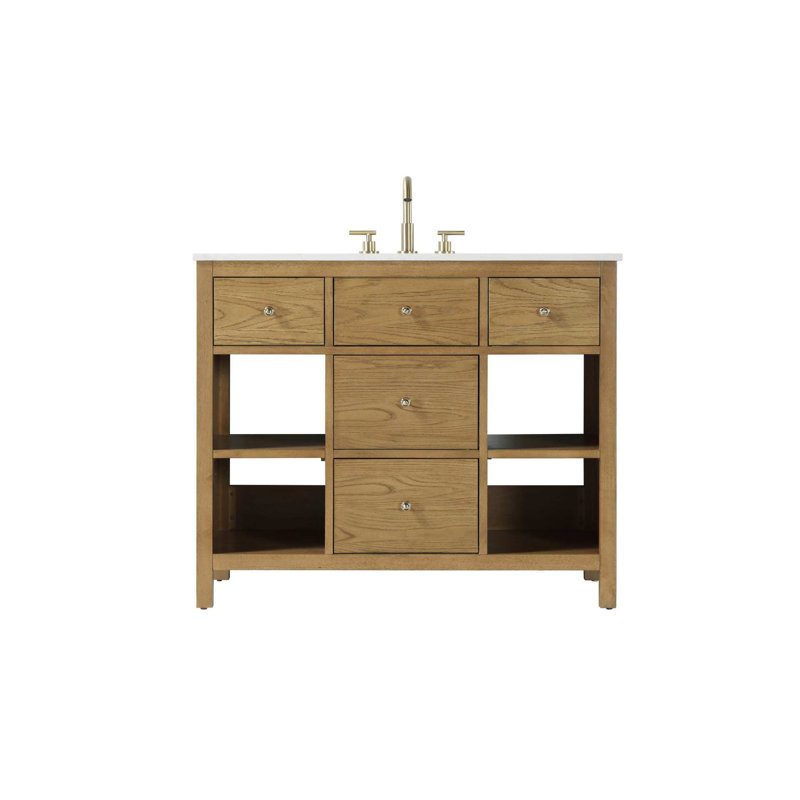 Meuble-lavabo simple Eris, Teck miel / or, 42"