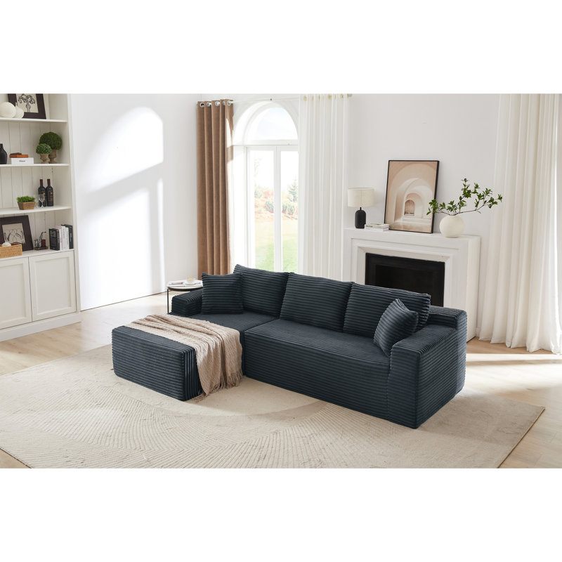 Canapé modulaire en L avec siège profond, sans assemblage requis, canapé modulaire pour salon, chambre à coucher, appartement, gris foncé