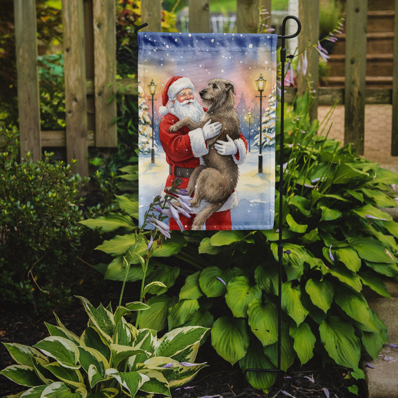 Lévrier irlandais avec drapeau du jardin du père Noël, Taille du jardin, Lévrier irlandais