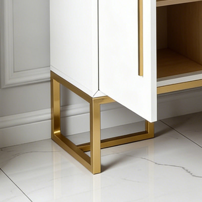 Armoire d'appoint avec rangement de style luxueux, H 33,46 po x l 47,24 po x P 15,75 po, Doré / Blanc