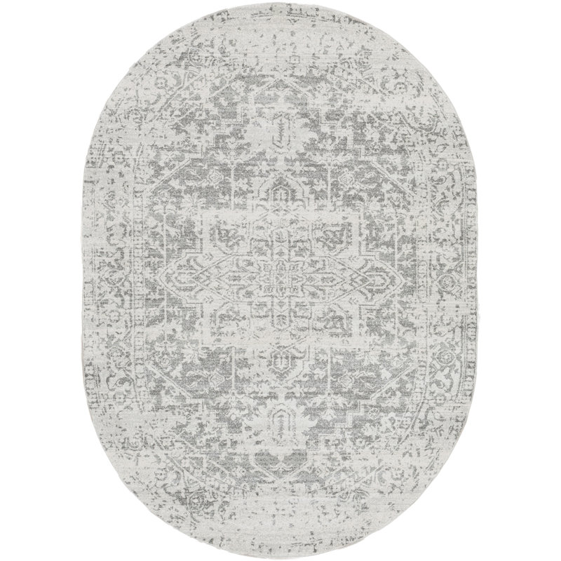 Brambach Power Loom Light Grey/Beige Rug, Oval 200 x 274cm