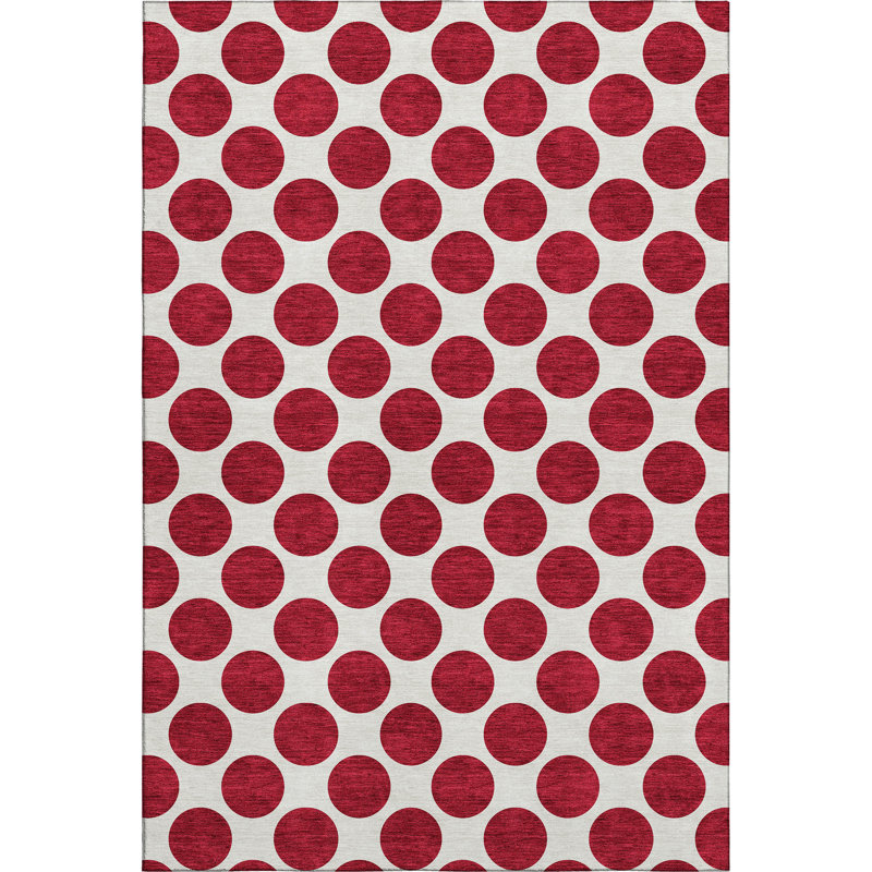 Premium Machine Washable Prisco Red Rug, Rectangle 8' x 10'