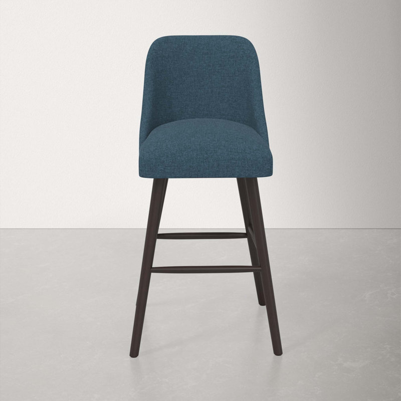 Tabouret Gallie, Tabouret de bar (siège d'une hauteur de 31 po), Espresso, Lin texturé bleu marine Zuma