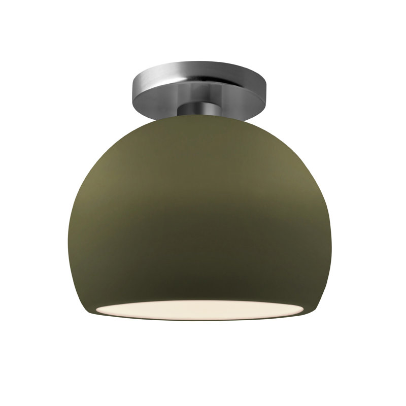 Plafonnier semi-encastré Radiance, H 7 po x l 7 po x P 7 po, Vert mat / noir mat, Nickel brossé