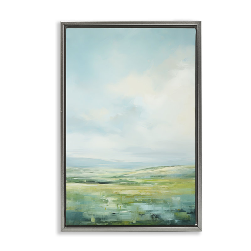  «Scenic Countryside Clouds», toile flottante encadrée par Raymond Powers, H 31 po x l 21 po, Gris