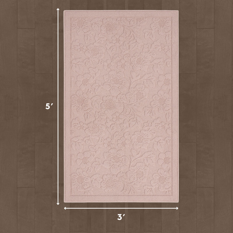 Laura Ashley Rosemoor Hi-Low Tufted Rugs, Rectangle 3' x 5', Pink
