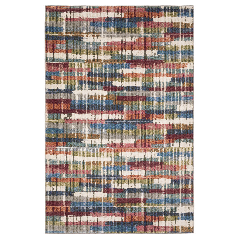 Holub Modern Abstract Grid Multi-colored Area Rug, Rectangle 9'10" x 12'11"