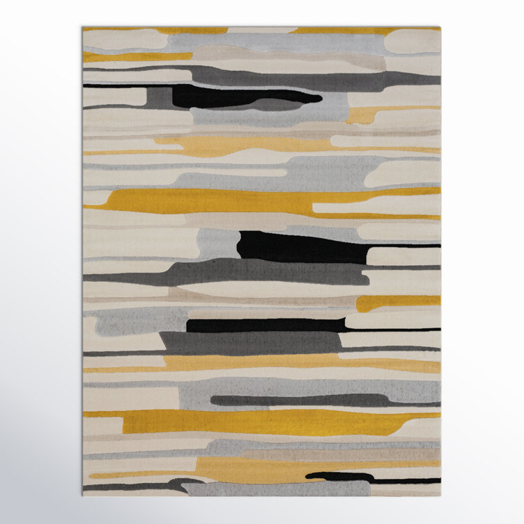 Dimond Striped Mustard/Grey/Beige Area Rug