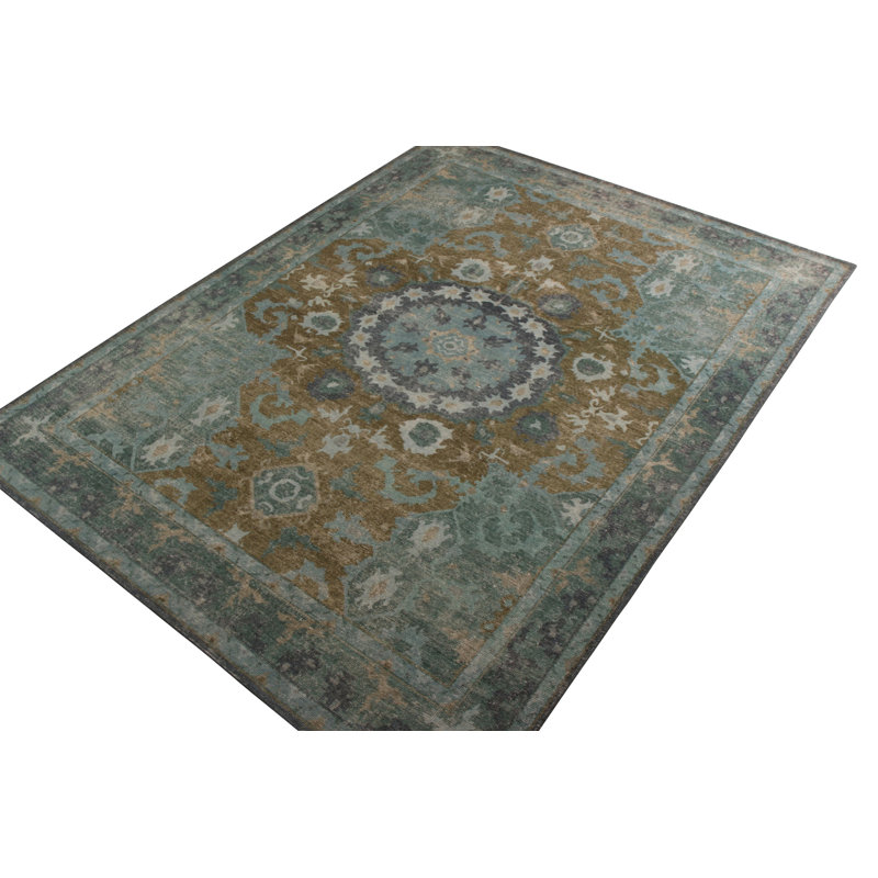 Distressed Homage Hand Knotted Wool Floral Area Rug, Rectangle 15' x 24'