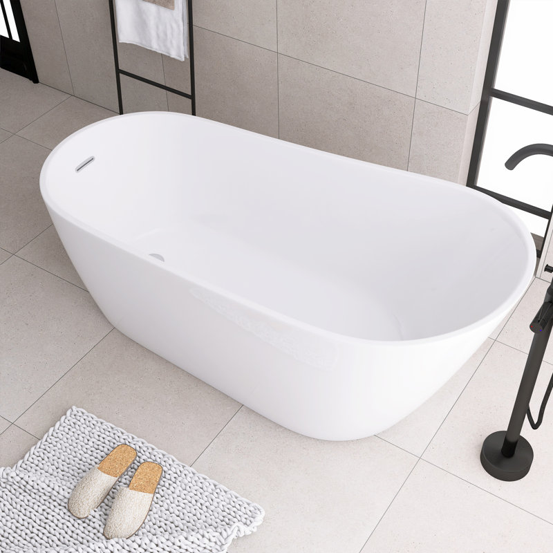 60" x 31" Freestanding Soaking Acrylic Bathtub