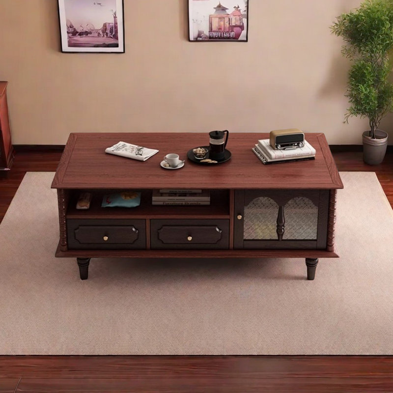 Retro design solid wood coffee table