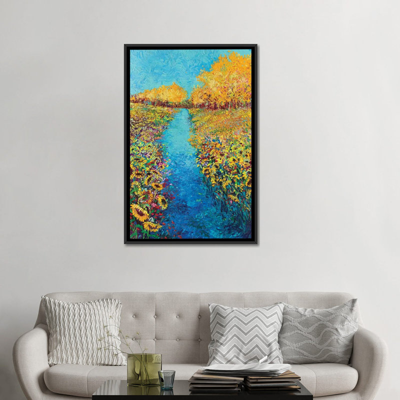 « iris scott-tournesol triptyque panel ii », reproduction d’art sur toile tendue, H 48 po x l 32 po x P 1,5 po, Pas de tapis